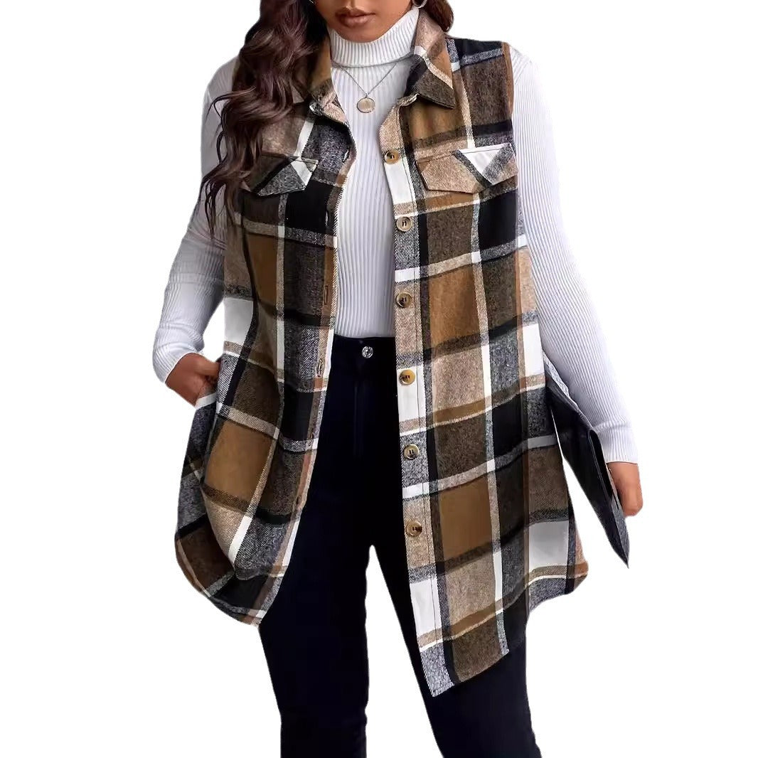 Women's Casual Versatile Lattice Sleeveless Loose-fitting Waistcoat Jackets