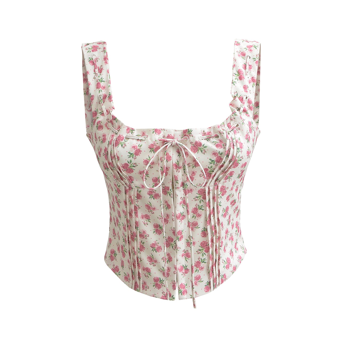 Pure Desire Hot Floral Square Collar Tops