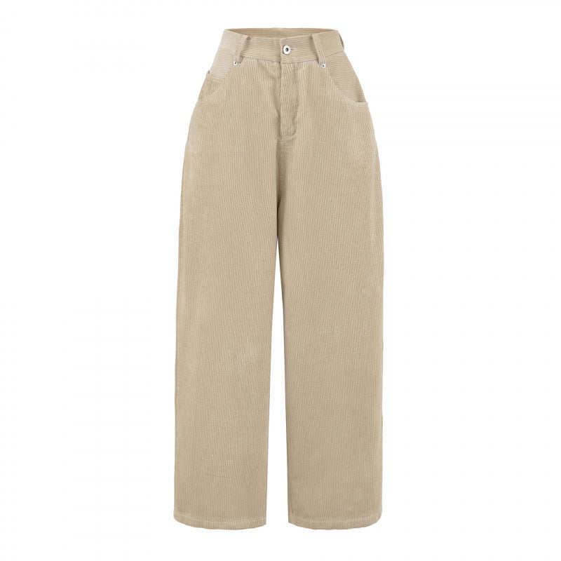 Women's Fleece-lined Thick Corduroy High Waist Slimming Loose Pants