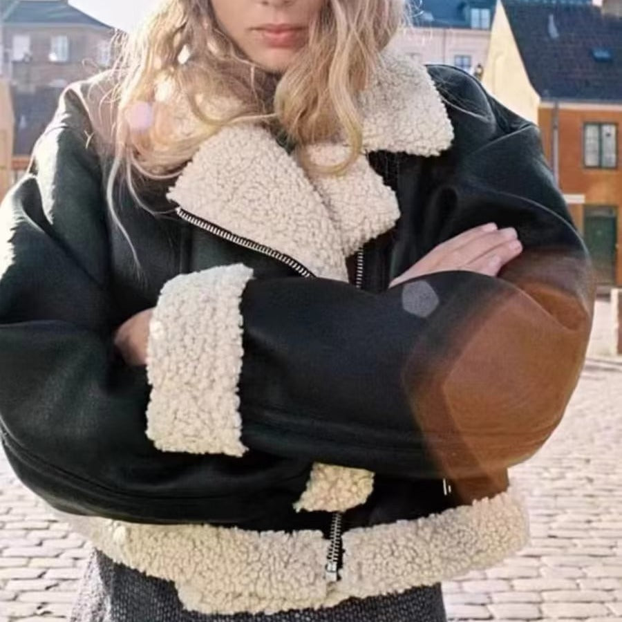 Women's Street Style Double-sided Fleece Imitation Leather Jackets