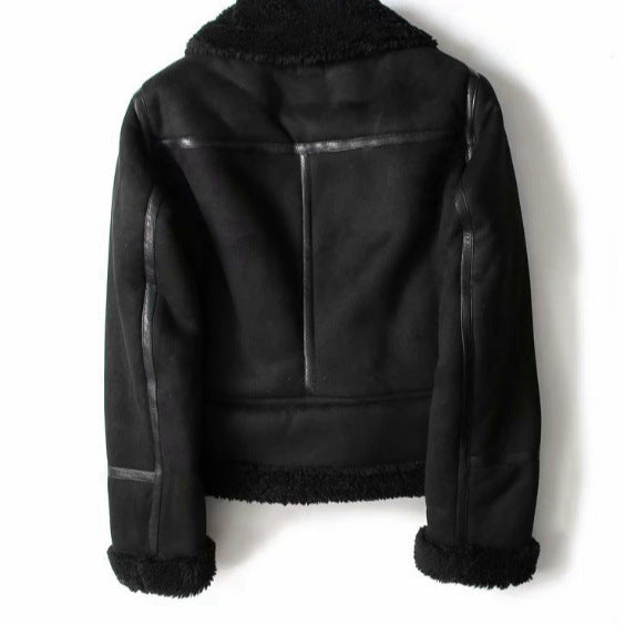 Women's Fashion Casual Thickening Motorcycle Suede Fur Coats