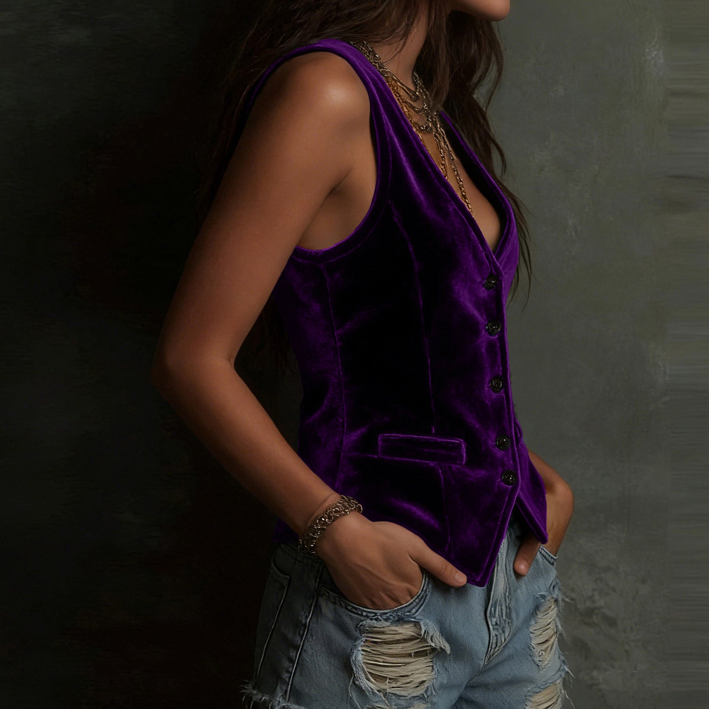 Comfortable Stylish Women's Button Sexy Sleeveless Women's Vest