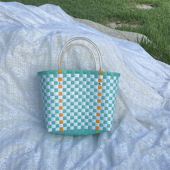 Women's Woven Large Capacity Straw Portable Vegetable Handbags