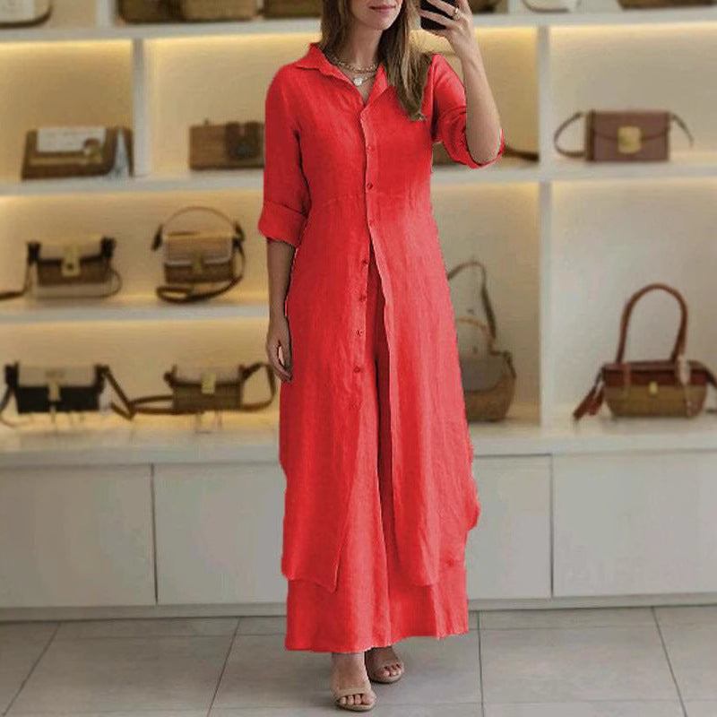 Women's Urban Elegant Cotton Linen Waisted Long-sleeved Suits