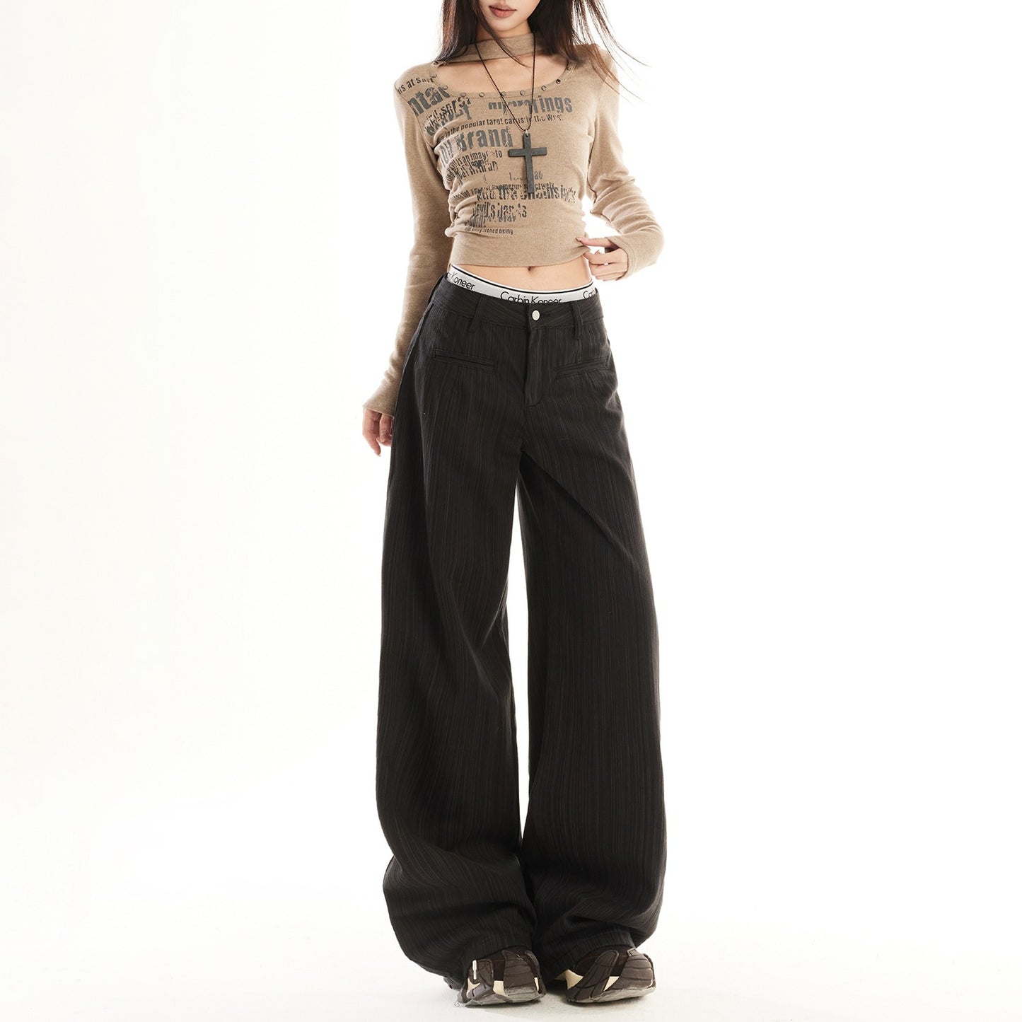 Women's American Dark Gray Early High Waist Loose Women's Jeans