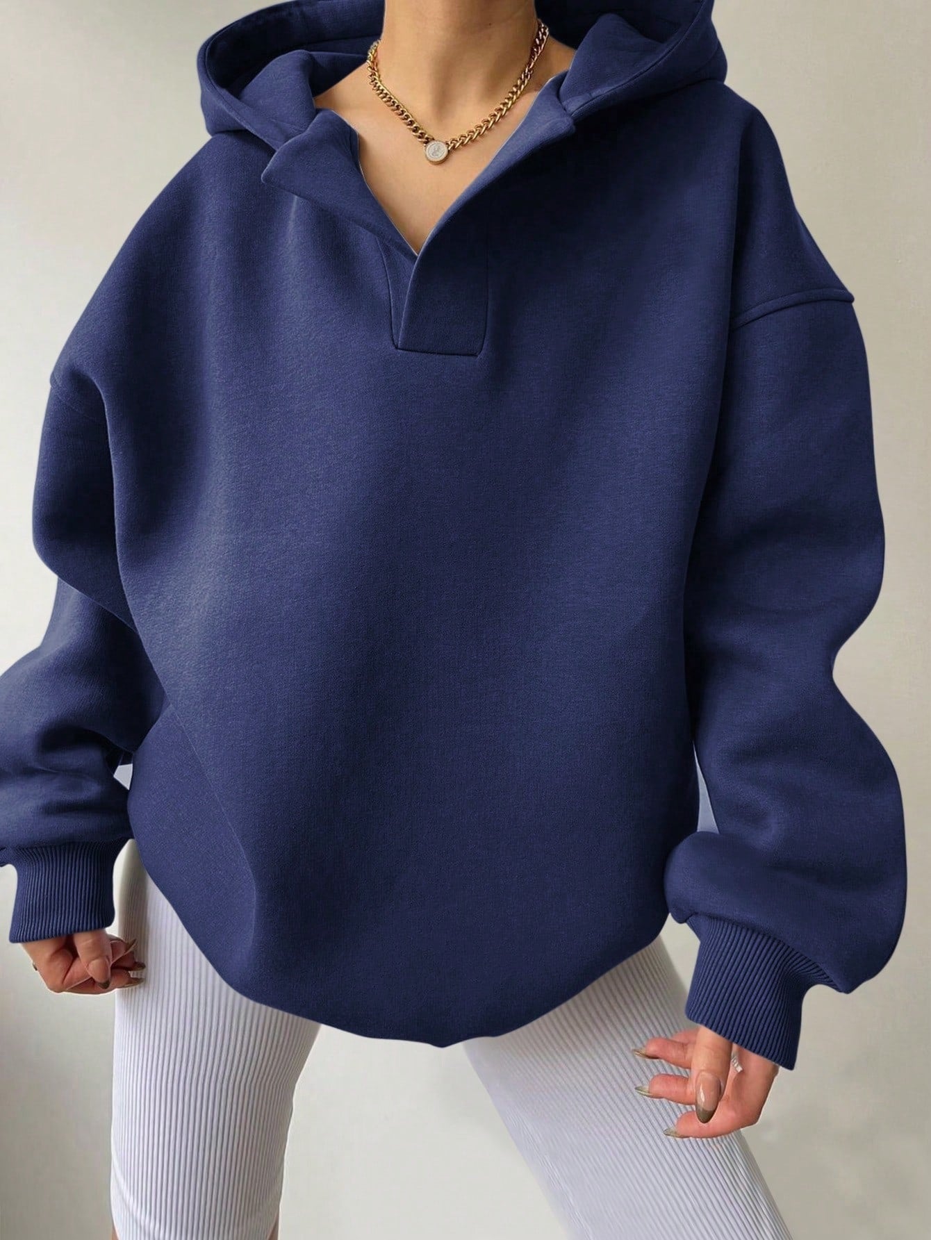 Women's Solid Color Long Sleeve Hooded Loose Women's Sweater, Sweater