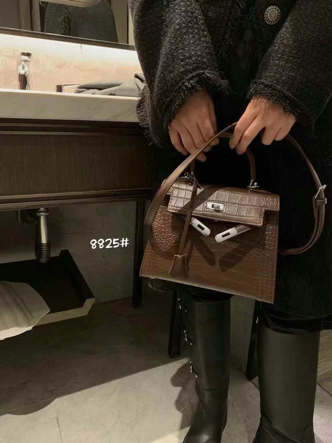 Women's Design Crocodile Pattern Portable Kelly Genuine Bags