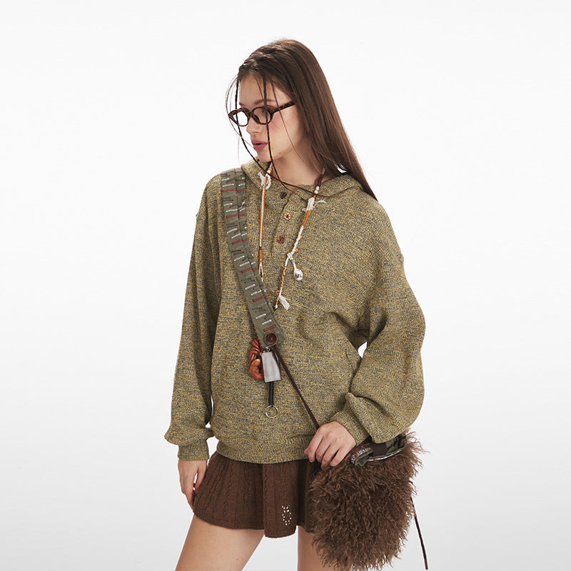 Women's & Men's & American Retro Loose Hooded Lazy Pullover Sweaters