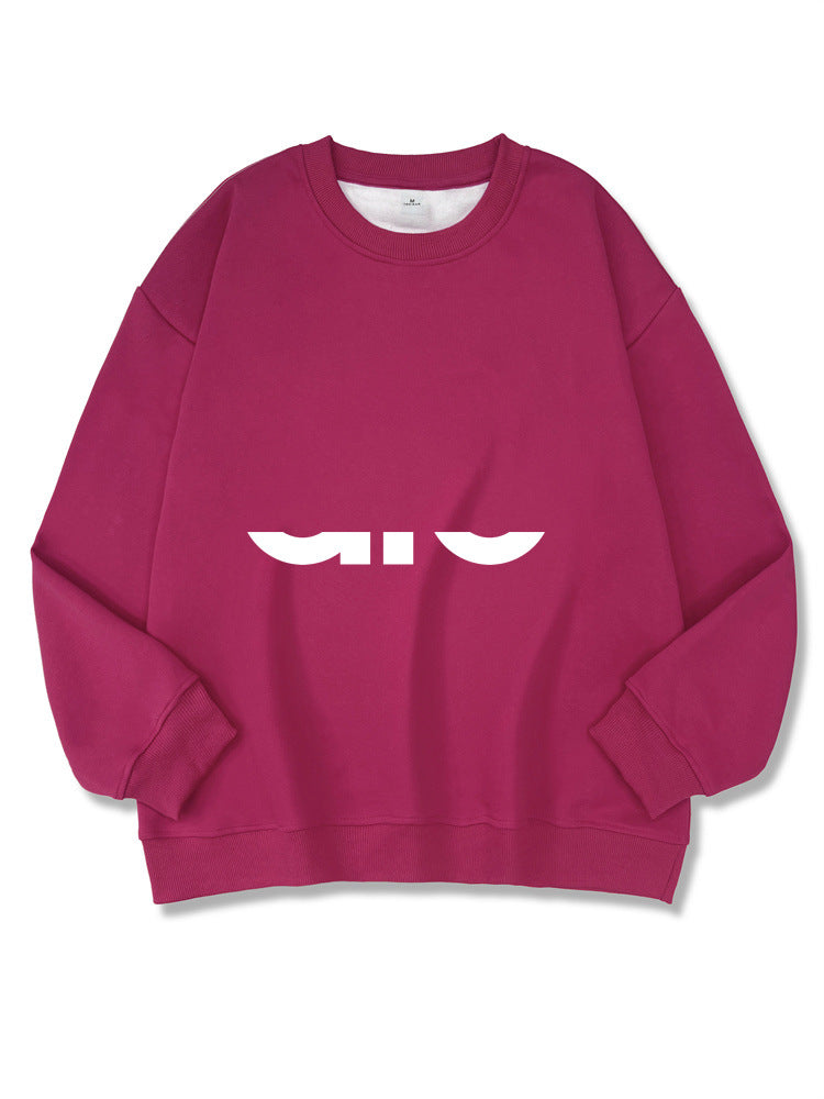 Women's Long Sleeve Composite Interloop Fashion Casual Loose Round Women's Sweater, Sweater