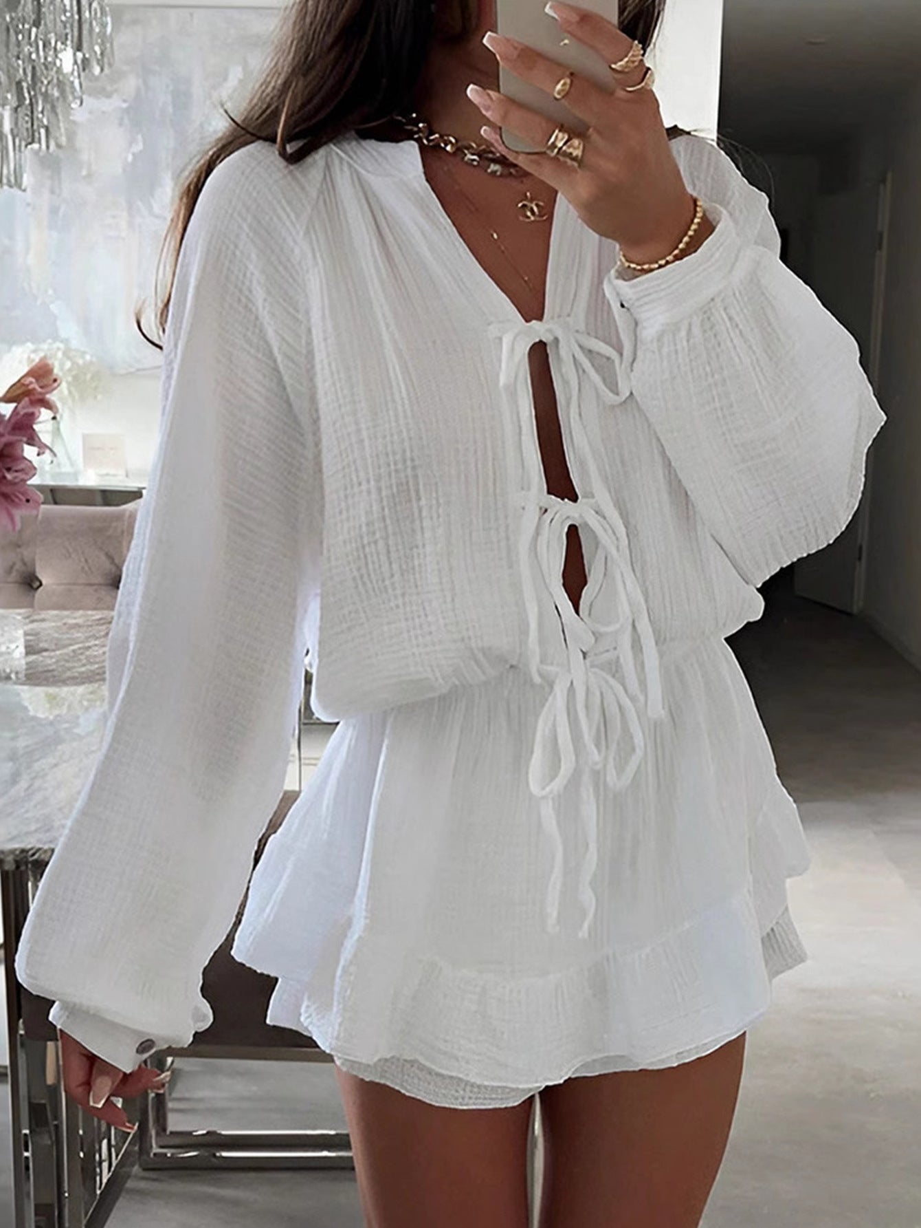 Women's Lantern Sleeve High Waist Ralph Large Dress