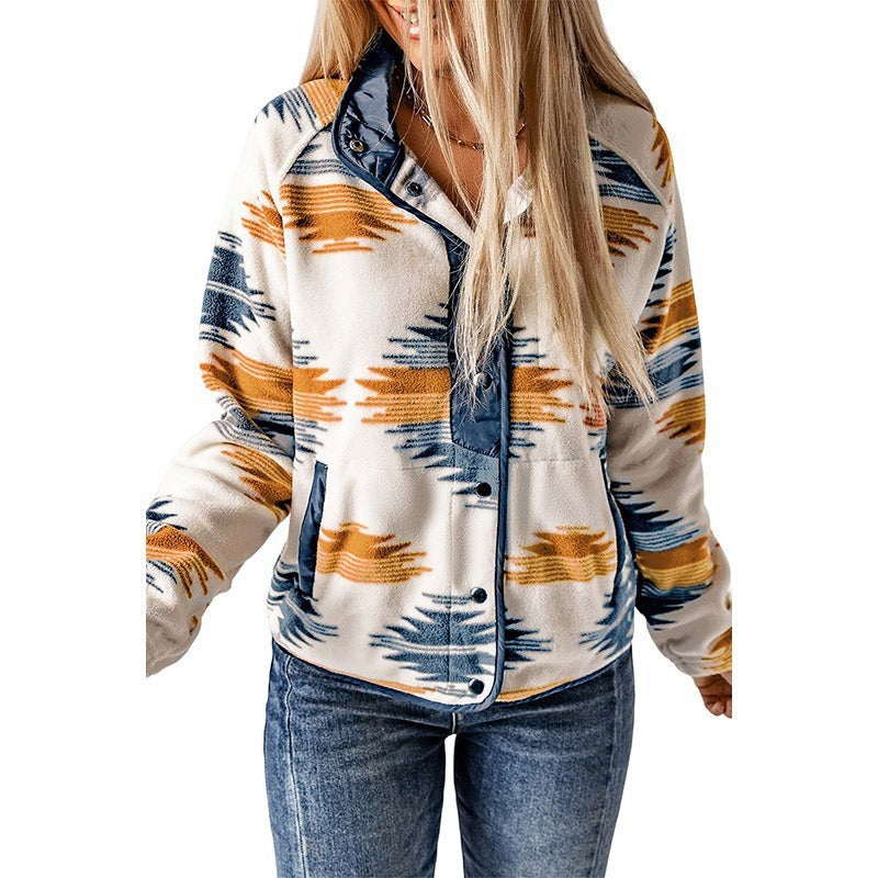 Women's Fashion Loose Button Fleece Shirt Sweaters
