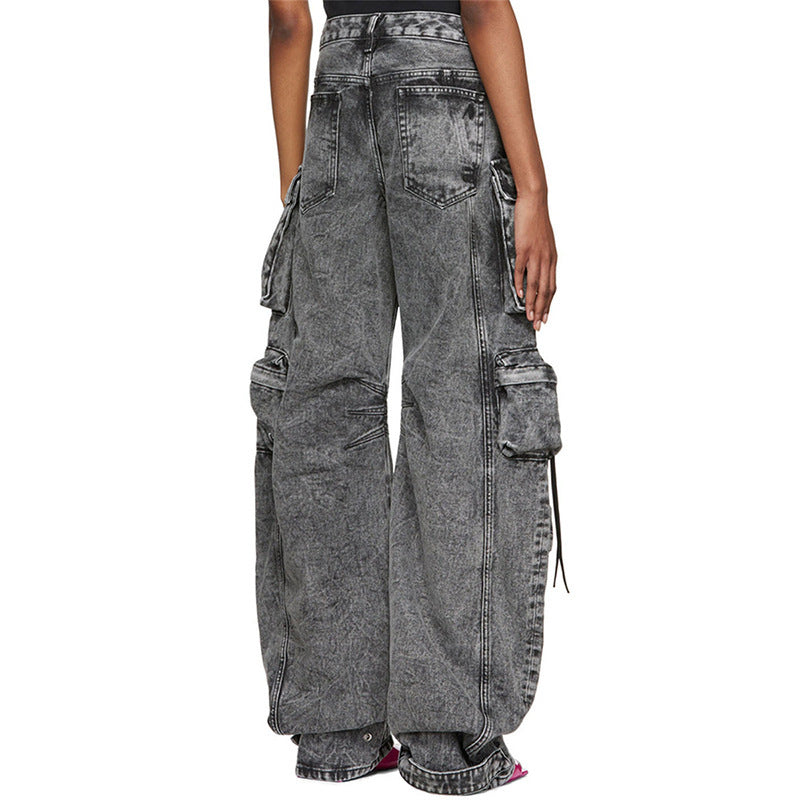 Street Hipster Fashion Smoky Gray Stitching Pants