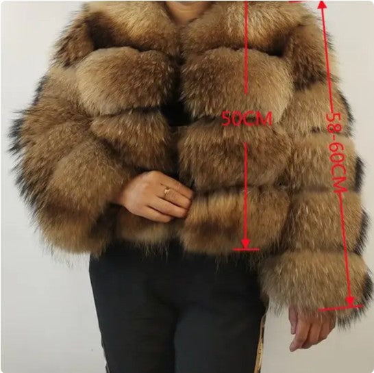 Women's Fur Imitation Raccoon Stitching Artificial Coats