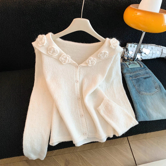 Women's Three-dimensional Flower Soft Glutinous High-grade Idle Sweaters