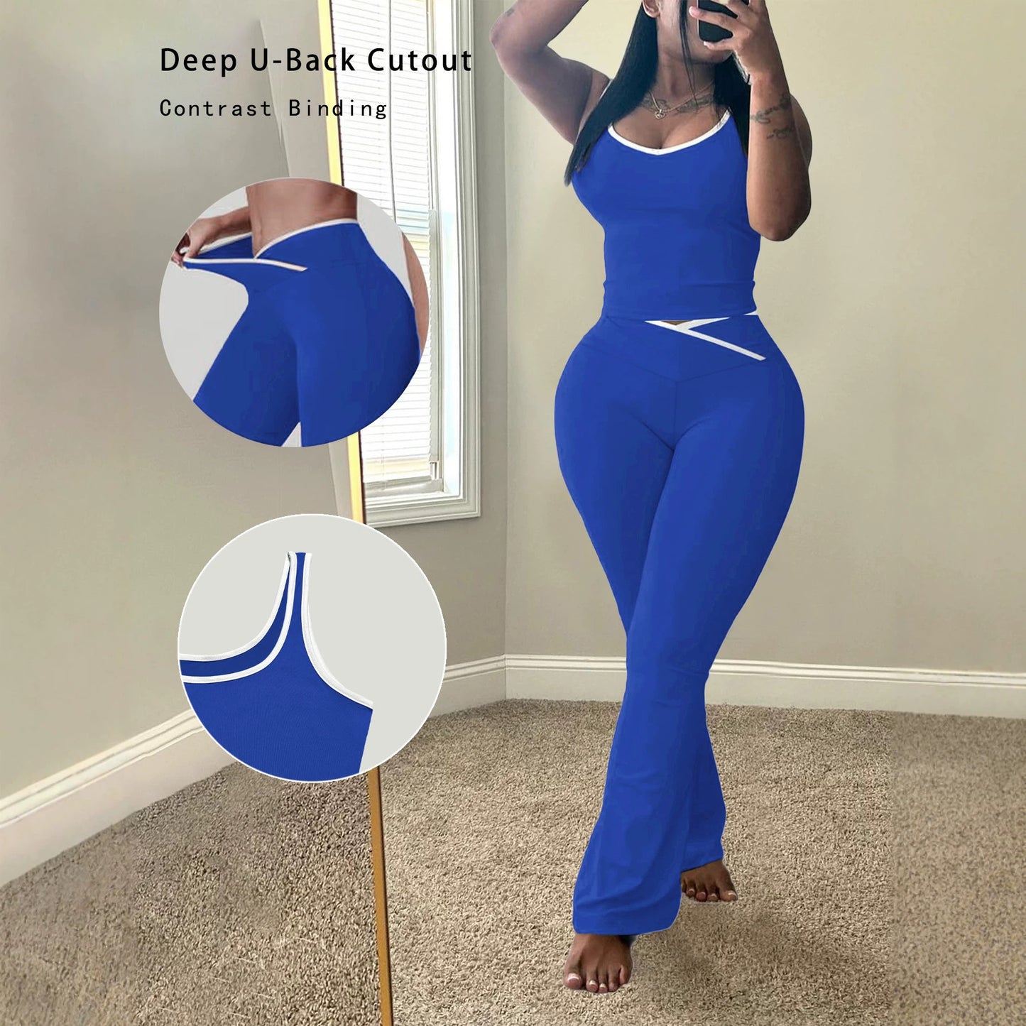 Women's Round Neck With Trousers Two-piece Summer Vests