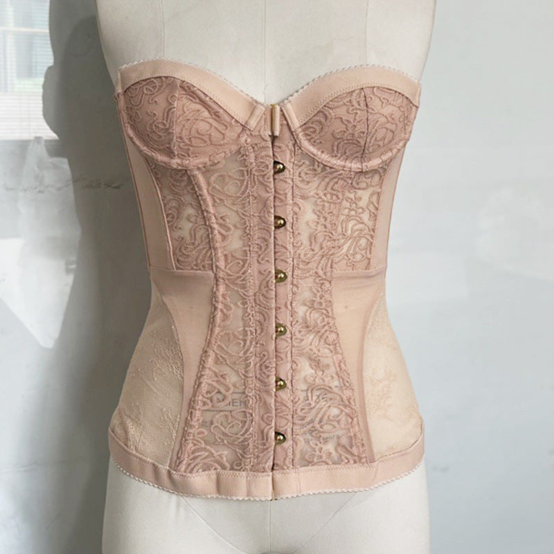 Cutout Corset Fishbone Tube Slim Lace Tops