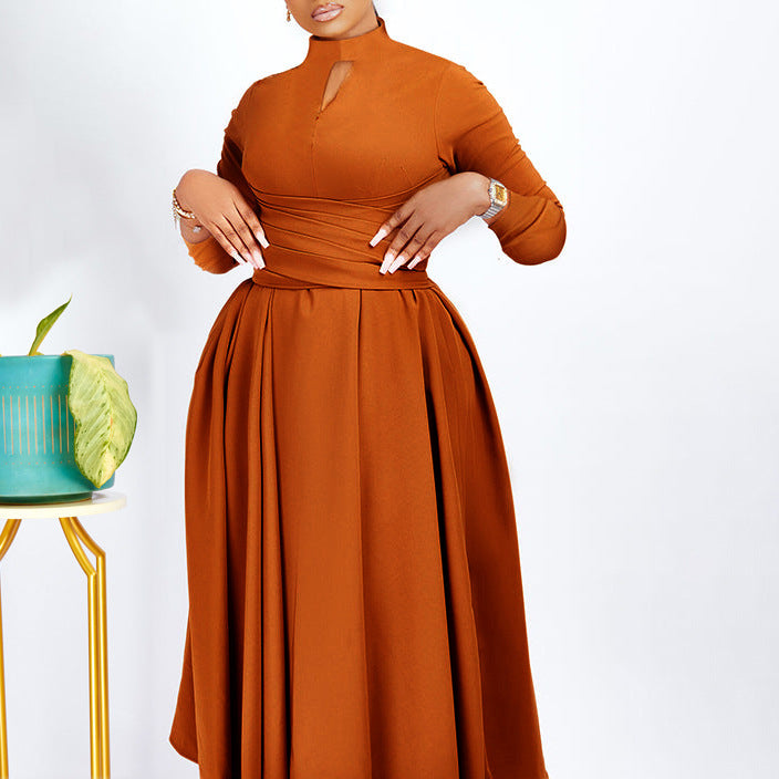 Women's Fashion Elegant Pleated African Large Swing Dresses