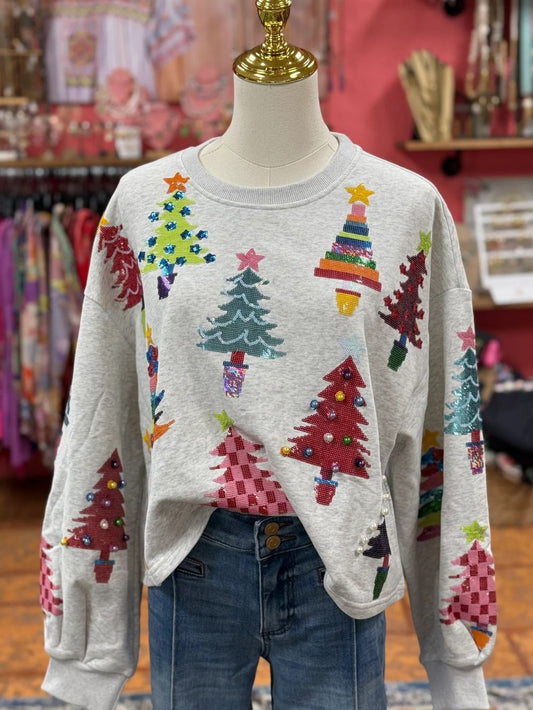 Women's Summer Fashion Colorful Christmas Tree Sequined Sweaters