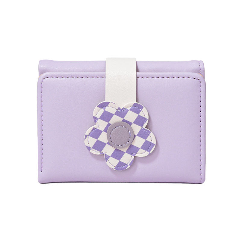 Flower Snap Button Cute Fashion Leather Ladies Wallets