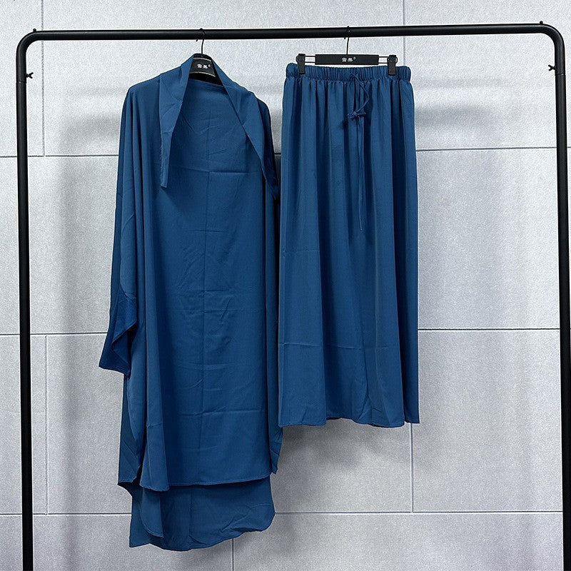 Women's Turkish Two-piece Veil Robe Solid Color Dresses