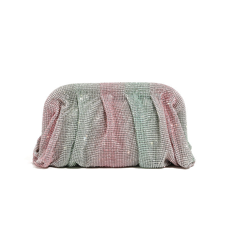 Women's Clouds Clip Pleated Clutch Diamond High-grade Evening Bags