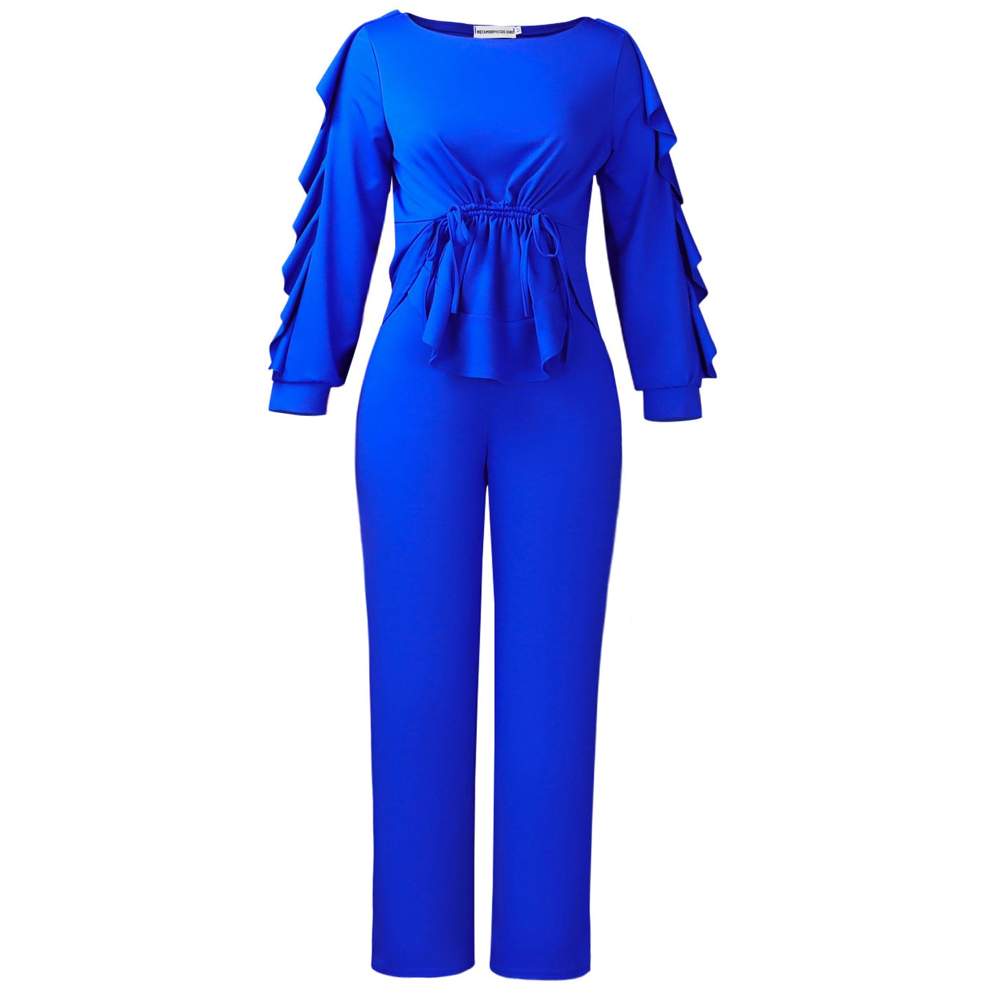 Elegant Winter Elastic Ruffled Drawstring Long Sleeve Tops