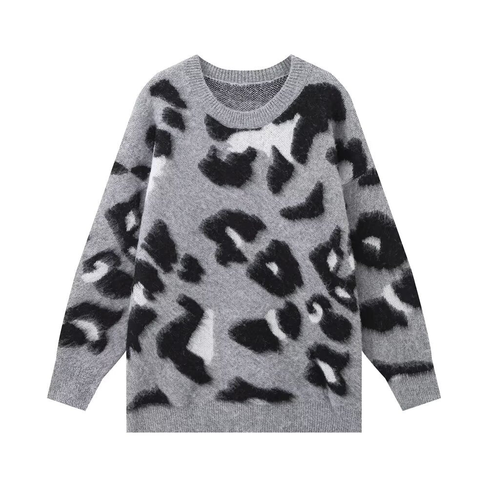Women's Autumn Street Fashion Round Neck Knitted Sweaters