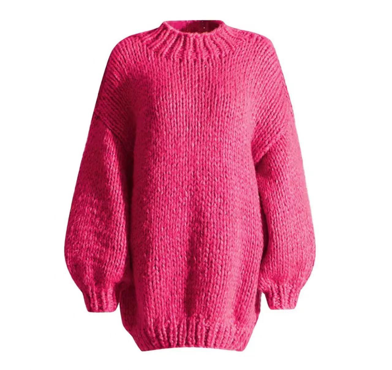 Women's Hand-woven Mohair Lantern Sleeve Pullover Sweaters