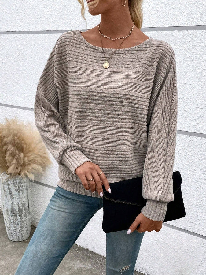 Women's Comfort Casual Solid Color Long Sleeve Round Neck Splicing Pullover Women's T-shirt