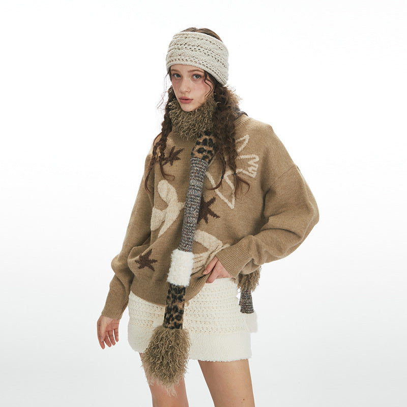Women's American Style Loose Lazy Crew Neck Pullover Sweaters