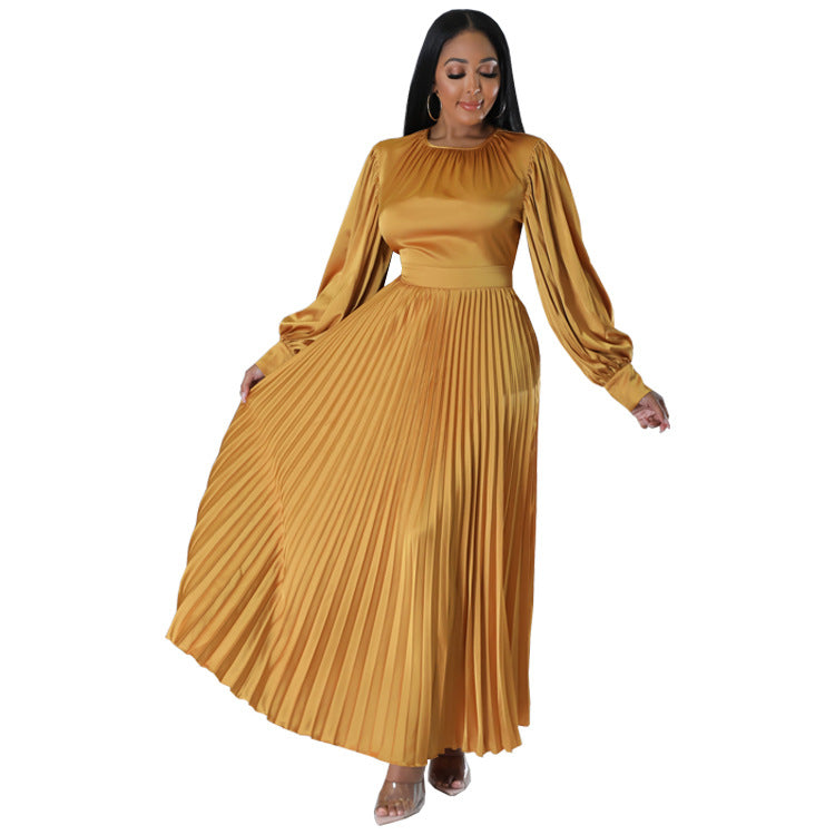 Women's Trendy Casual Pleated Long Dress Dresses