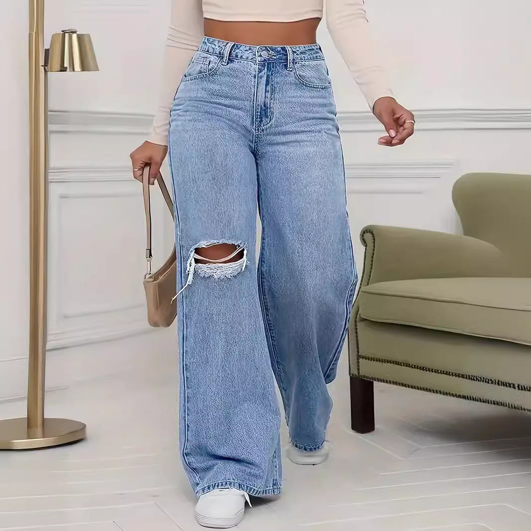 Women's South America Ripped Trousers Versatile Classic Jeans
