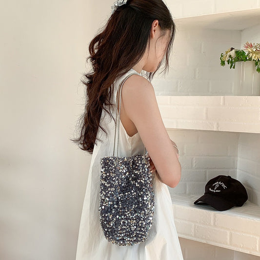 Women's Korean Style Colorful Sequin Design Fashionable Soft Bags