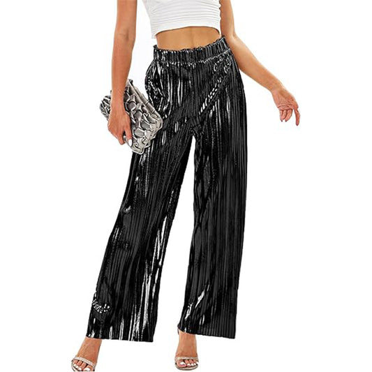 Women's Pleated Trousers Fashion High Waist Casual Club Pants
