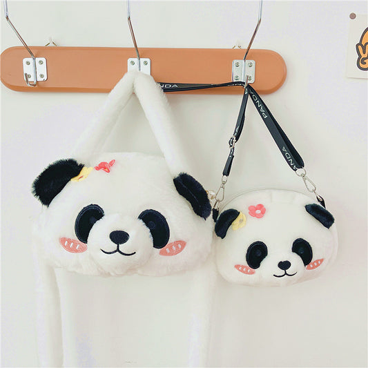 Bear Cat Head Plush Female Teenage Crossbody Bags