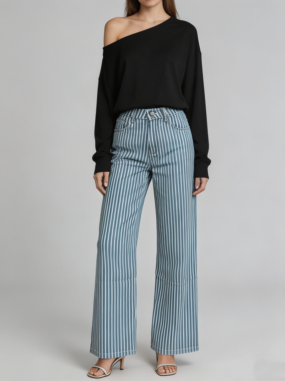 Innovative Source Stripe Fashion Design Casual Women's Jeans