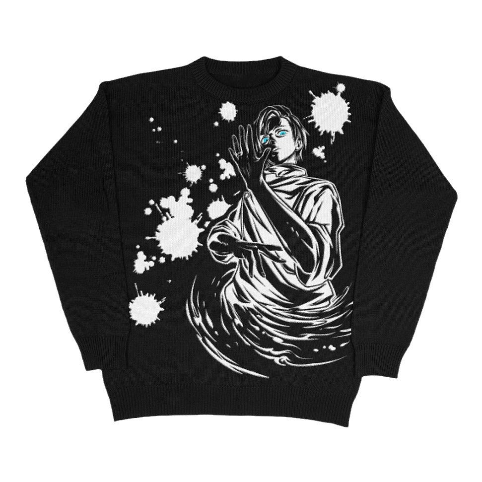 Gothic Cartoon Pattern Hip Hop Knitted Sweaters