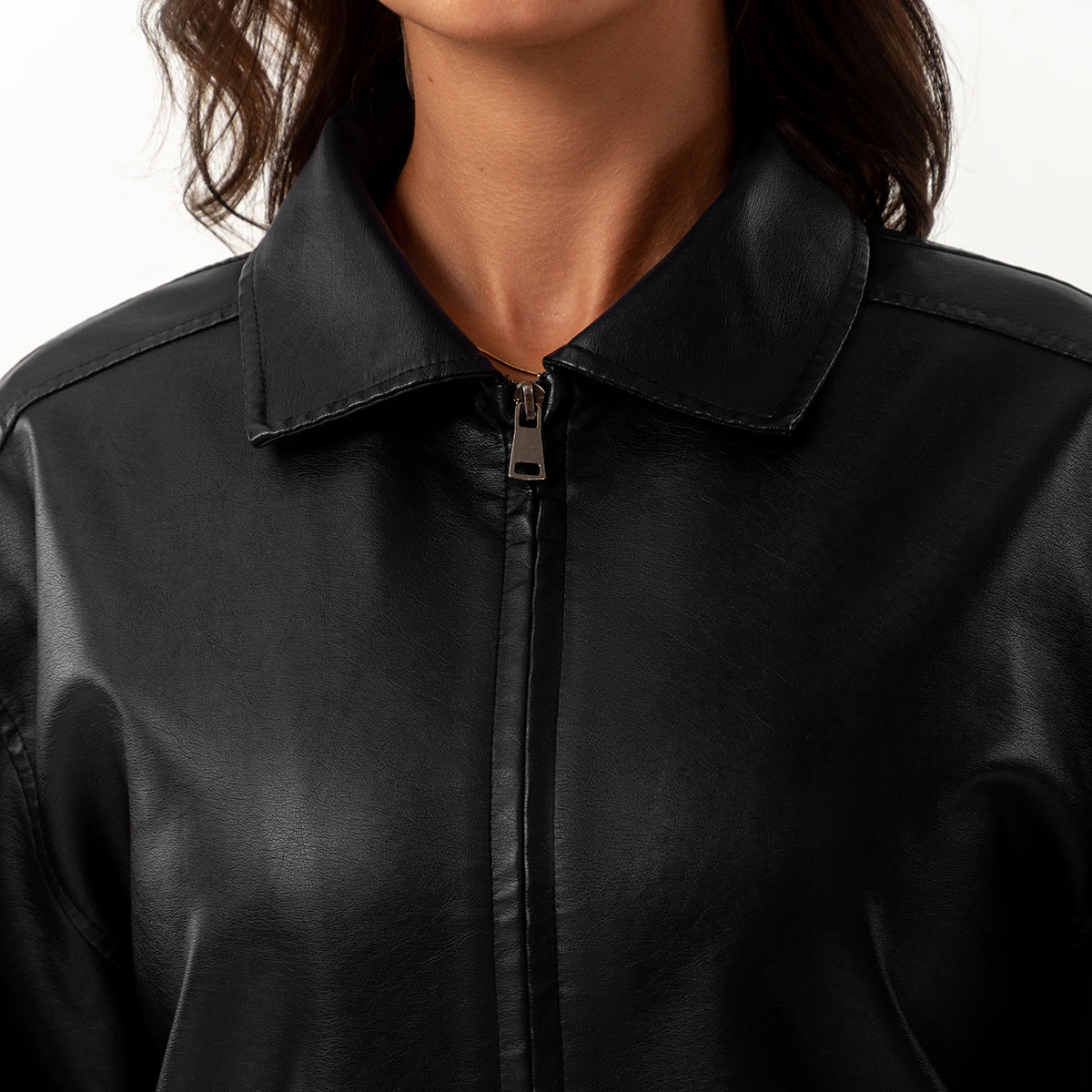 Fashion Popular Loose Leather Female Lady Long Jackets