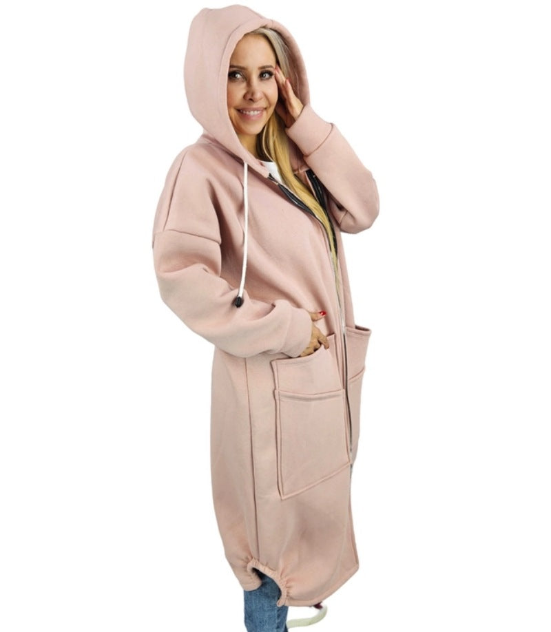 Knit Hooded Fleece Lined Casual Fashionable Women's Sweater, Sweater