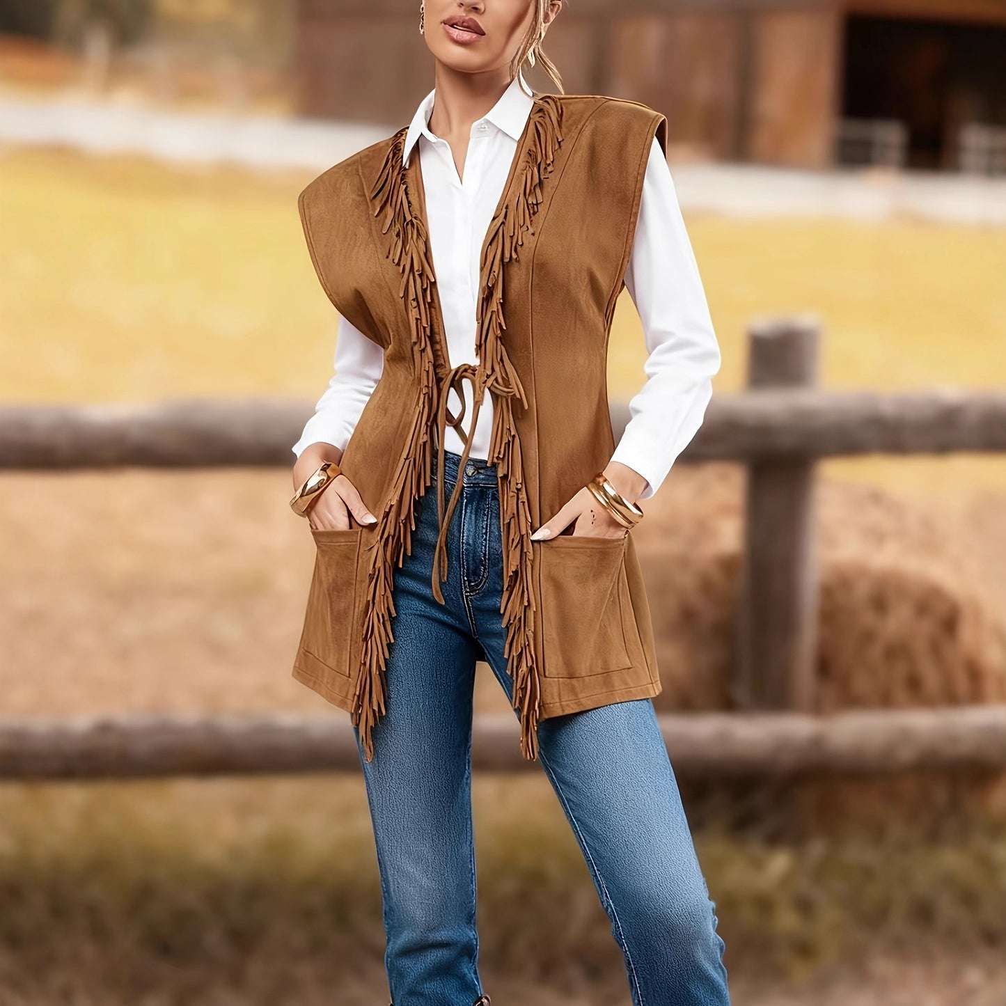 Women's Western Denim Fashion Tassel Loose Casual Retro Cardigans
