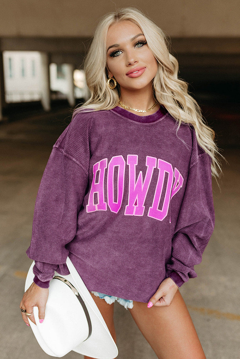 Women's Casual Sweatshirt Solid Color Loose Round Neck Pullover Long Women's Sweater, Sweater