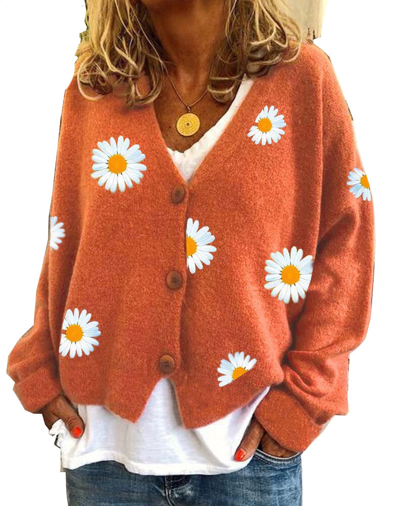 Women's Knitted Single-breasted King Whyte Embroidered Sweaters