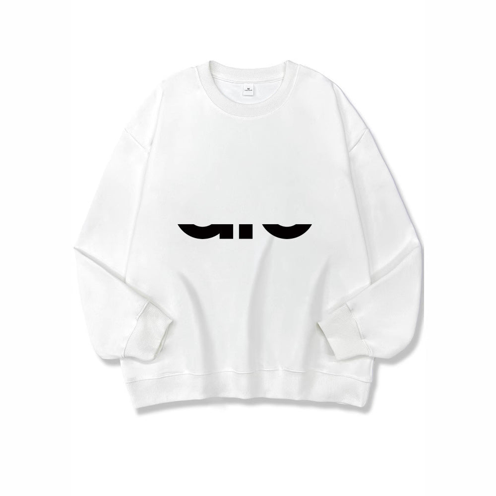 Women's Long Sleeve Composite Interloop Fashion Casual Loose Round Women's Sweater, Sweater