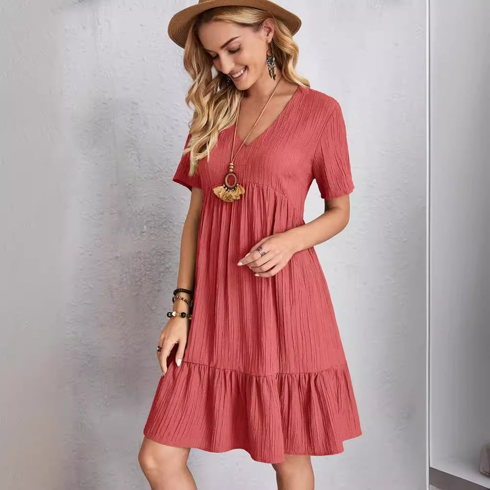 Fashion Hot Summer Solid Color Cake Dress
