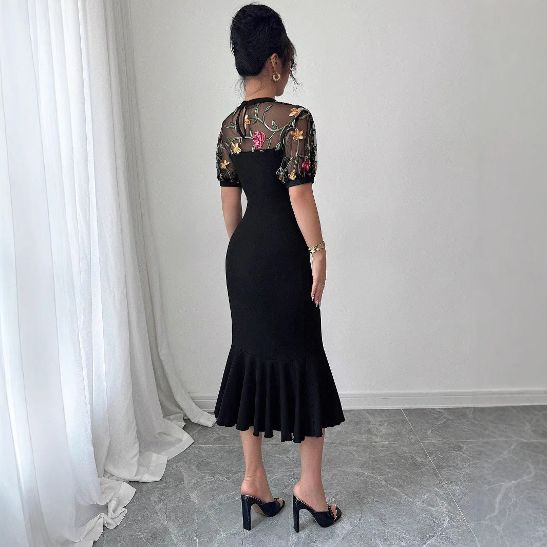 Women's Stitching Asymmetric Hem Dress Adult Lady Like Woman Dresses