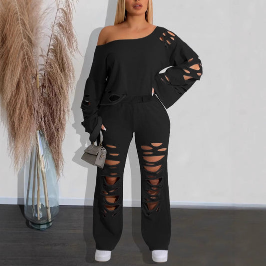 Tide Ripped Sports Two-piece Set Loose Suits