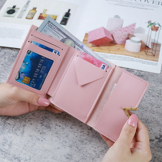 Women's Korean Style Tri Fold Short Vintage Ladies Wallets