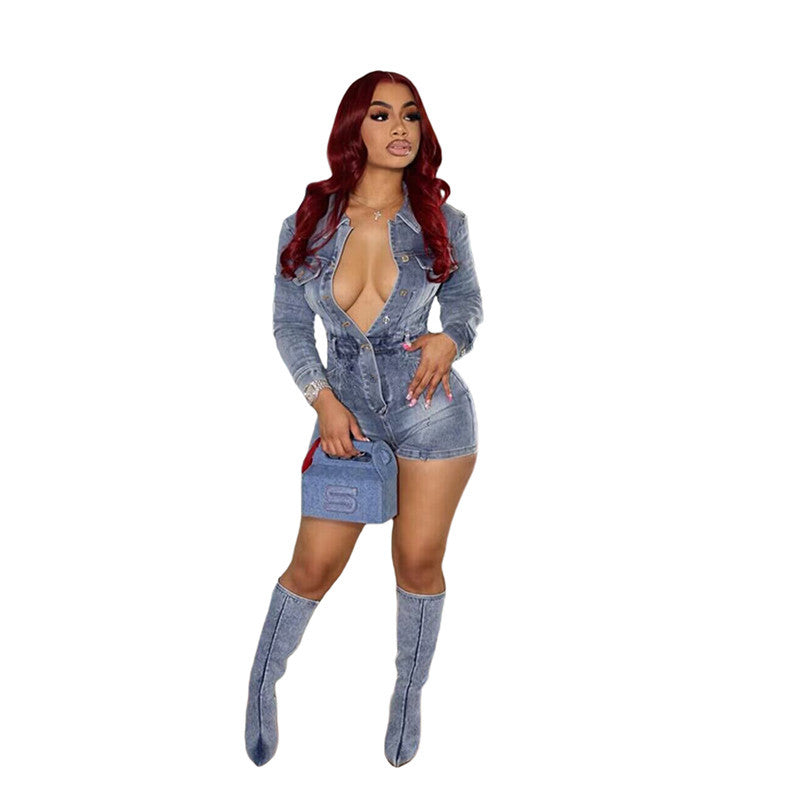 New Pretty Trendy Spring Denim Stretch Jumpsuits