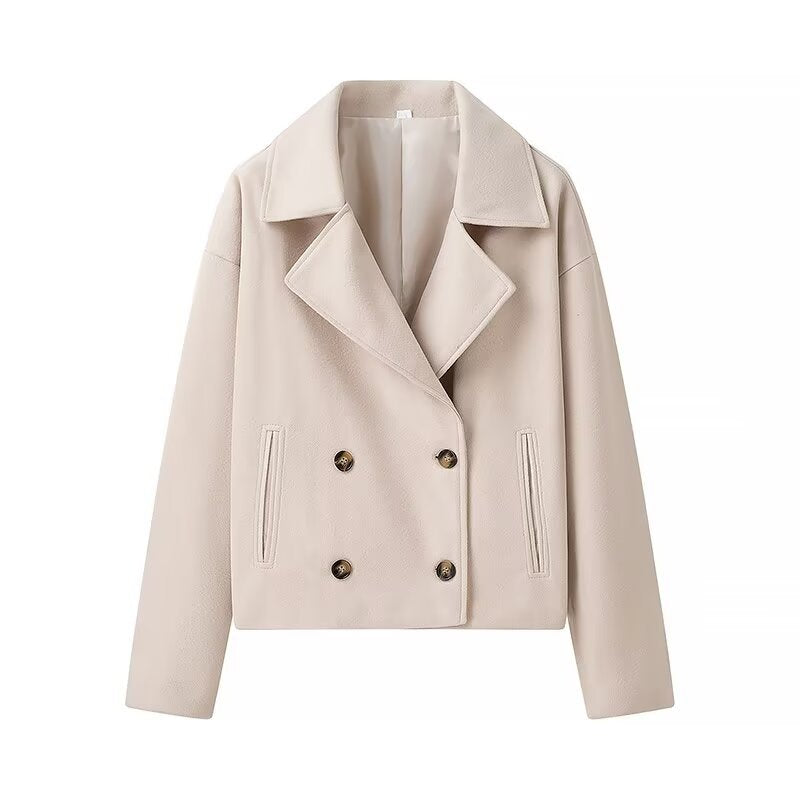 Autumn French Style Lapel Double Breasted Coats