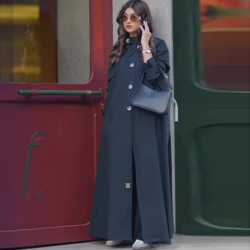 Women's British Retro Style Motorcycle Mid-length Coats